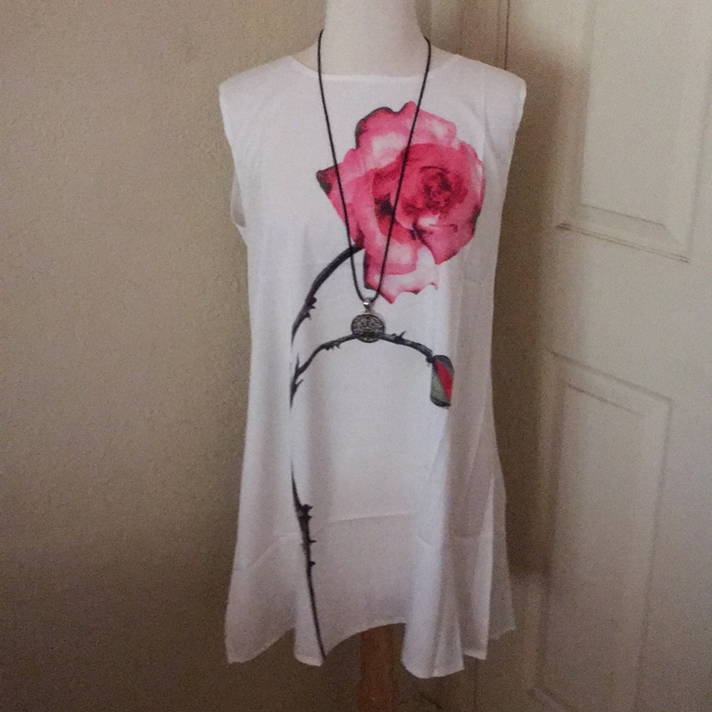Beautiful Rose design slip dress/beach cover - Picture 3 of 8